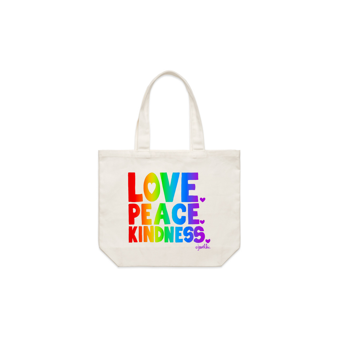 Jewelchic Love Peace & Kindness Tote Bag