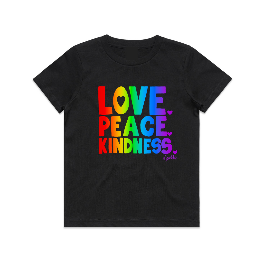 Jewelchic Love Peace & Kindness Kids T-Shirt