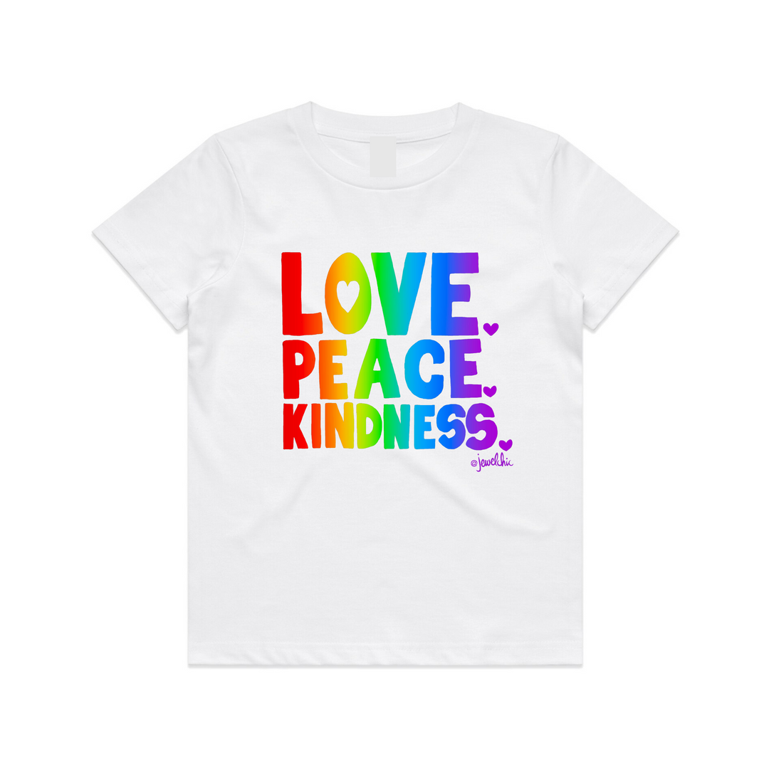 Jewelchic Love Peace & Kindness Kids T-Shirt
