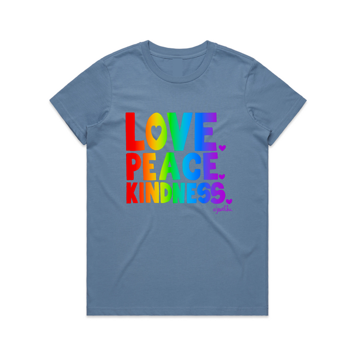Jewelchic Love Peace & Kindness Womens T-shirt