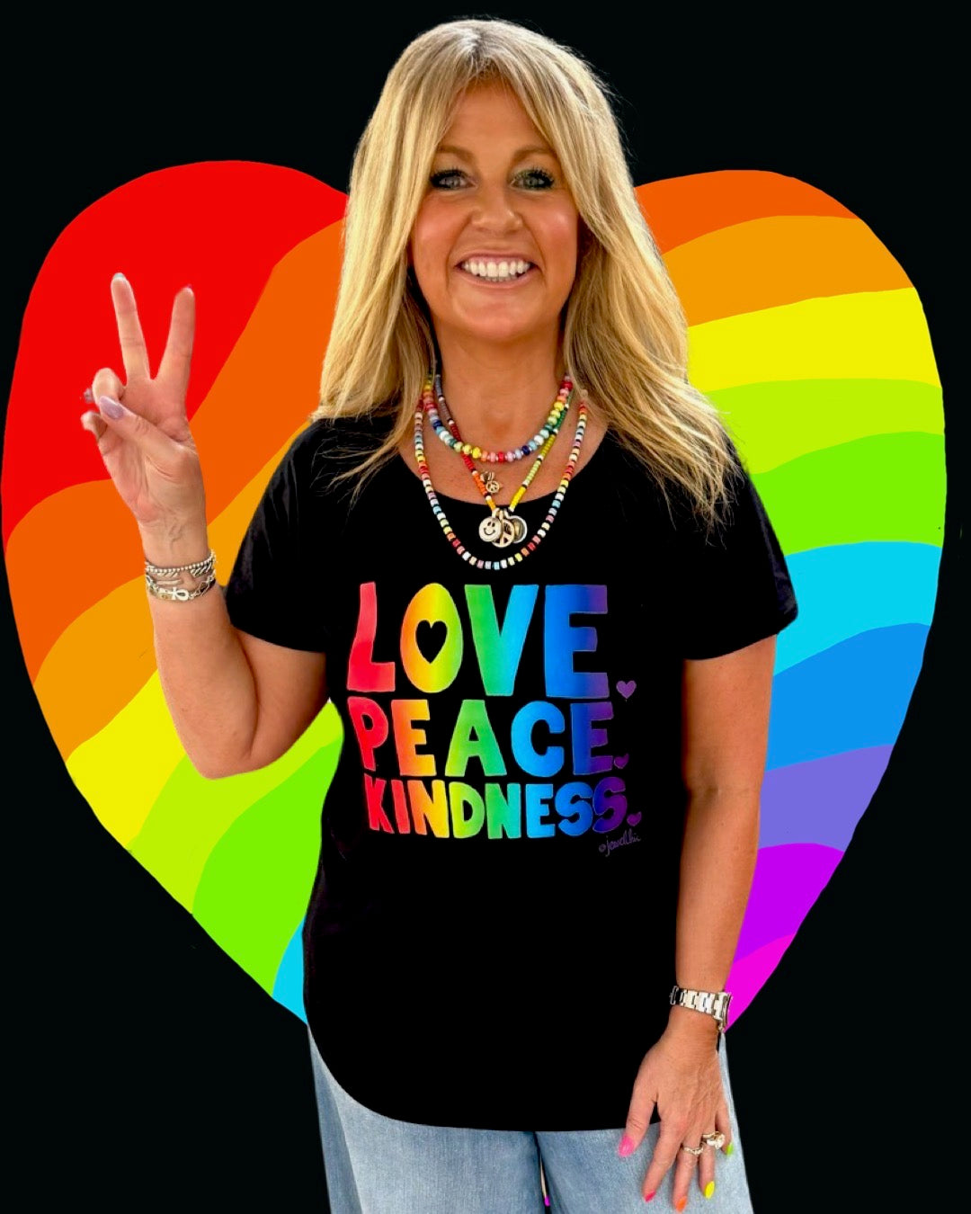 Jewelchic Love Peace & Kindness Womens Scoop T-shirt